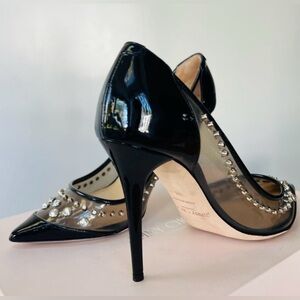 Jimmy Choo Black and Silver Studded Heels